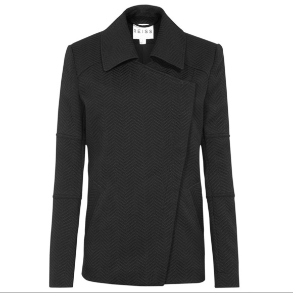 Reiss Lyndon Asymmetric Zip Chevron Jacket XS
